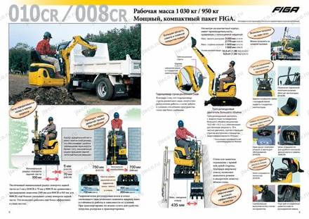 Мини-экскаватор FIGA 008CR — брошюра, стр. 3 из 5 — перевод на русский