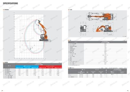 Экскаватор HITACHI ZX135USK-6 — чертёж : лист брошюры 1 из 1, стр. 12 — оригинал производителя
