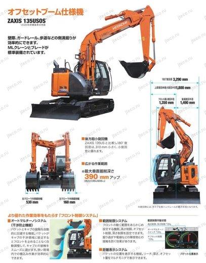 Экскаватор HITACHI ZX135USOS-3 — буклет производителя, лист 1 из 1 (оригинал)