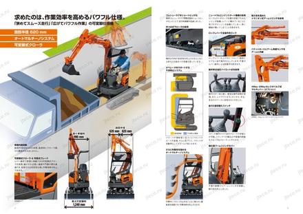 Мини-экскаватор HITACHI ZX15UR — чертёж : лист брошюры 1 из 1, стр. 3 — оригинал производителя