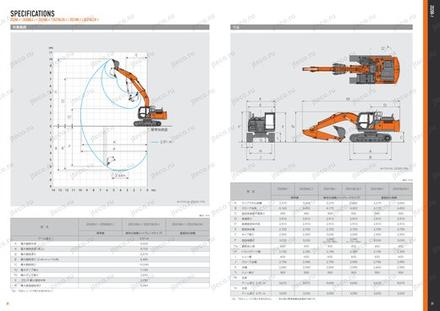 Экскаватор HITACHI ZX200-7 — чертёж : лист брошюры 1 из 1, стр. 16 — оригинал производителя
