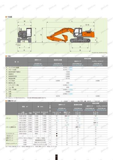 Экскаватор HITACHI ZX200 — чертёж : лист брошюры 10 из 10, стр. 21 — оригинал производителя Экскаватор HITACHI ZX200 — чертёж : лист брошюры 10 из 10, стр. 21 — оригинал производителя