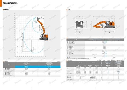 Экскаватор HITACHI ZX225USR-6 — чертёж : лист брошюры 3 из 4, стр. 10 — оригинал производителя