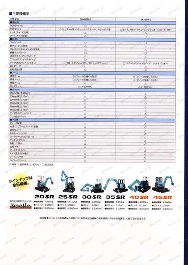 Экскаватор KOBELCO SK45SR-6 — таблица характеристик, лист 1 из 1 (оригинал)