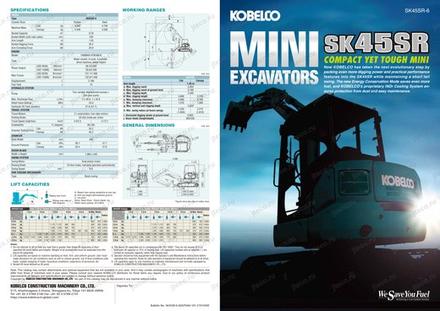 Экскаватор KOBELCO SK45SR-6 — чертёж : лист брошюры 3 из 7, стр. 1 — оригинал производителя Экскаватор KOBELCO SK45SR-6 — чертёж : лист брошюры 3 из 7, стр. 1 — оригинал производителя