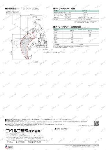 Мини-экскаватор KOBELCO SK80UR-6 — чертёж : лист брошюры 3 из 5, стр. 12 — оригинал производителя
