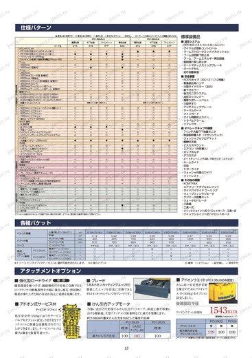 Экскаватор KOMATSU PC138US-8 — таблица характеристик, лист 1 из 1 (оригинал)