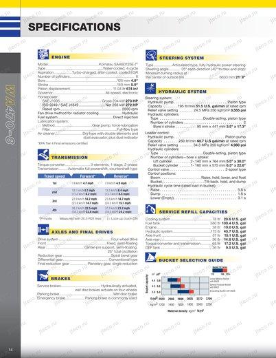 Фронтальный погрузчик KOMATSU WA470-8 — буклет производителя, лист 1 из 1 (оригинал)