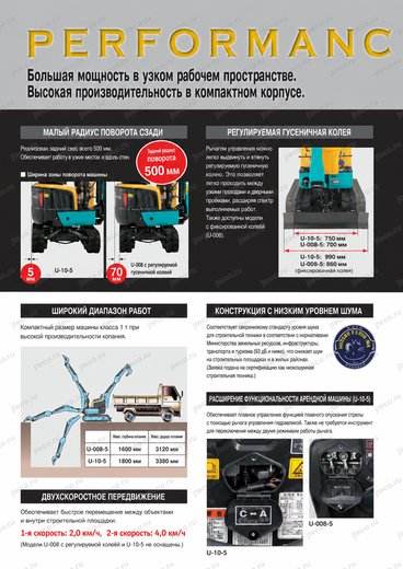 Мини-экскаватор KUBOTA U-10-5 — брошюра, стр. 4 из 8 — перевод на русский