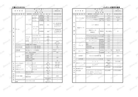 Погрузчик MITSUBISHI RB10D-70-400 — таблица характеристик, лист 1 из 1 (оригинал производителя)