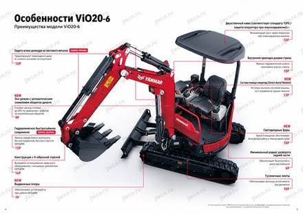 Мини-экскаватор YANMAR VIO20-6 — брошюра, стр. 3 из 8 — перевод на русский