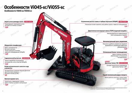 Мини-экскаватор YANMAR VIO45-6C — брошюра, стр. 3 из 8 — перевод на русский